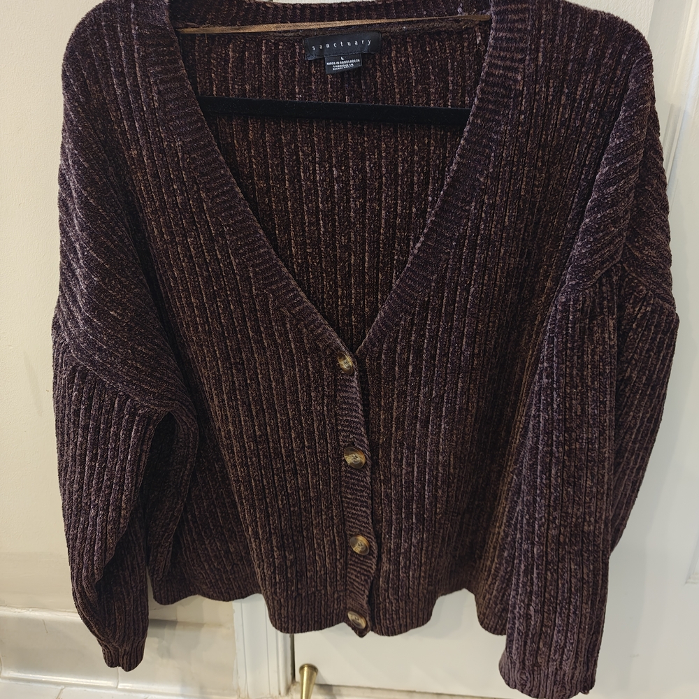 Sanctuary Deep Plum Cardigan Sweater